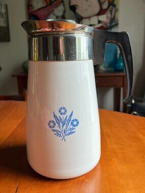 Vintage Corning Ware Blue Cornflower Stovetop Coffee Percolator
